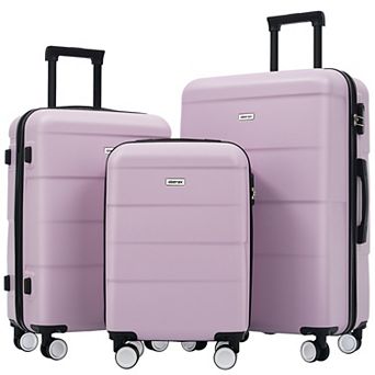 Merax Hardshell Luggage Sets 3 pc Double Spinner Wheels Suitcase with Handle Password Lock