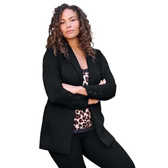 Roaman's Women's Plus Size Plus Size Comfort Stretch Ponte Blazer