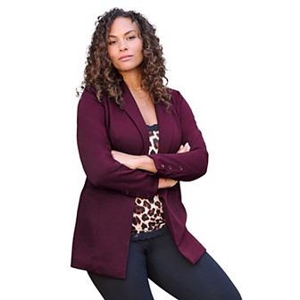 Roaman's Women's Plus Size Plus Size Comfort Stretch Ponte Blazer