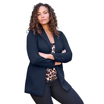 Roaman's Women's Plus Size Comfort Stretch Ponte Blazer