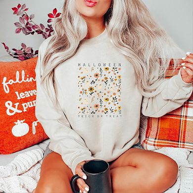 Simply Sage Market Halloween Floral And Ghost Collage Sweatshirt