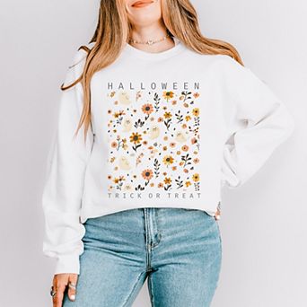 Simply Sage Market Halloween Floral And Ghost Collage Sweatshirt