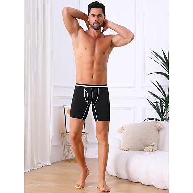 Men's Elastic Waistband Open Pouch Color Block Boxer Briefs 3 Packs