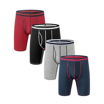 Men's Elastic Waistband Open Pouch Color Block Boxer Briefs 4 Packs