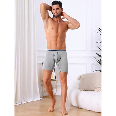 Men's Elastic Waistband Open Pouch Color Block Boxer Briefs 4 Packs