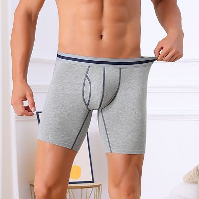 Men's Elastic Waistband Open Pouch Color Block Boxer Briefs 4 Packs