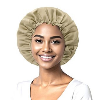Shower Caps, Sleep Caps with Adjustable Elastic Bands, 11" Diameter Silk Breathable Hair Bonnet