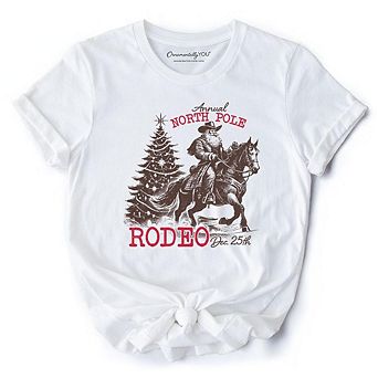 Annual North Pole Rodeo T-Shirt, Funny Cowboy Santa Christmas Tee for Country Lovers