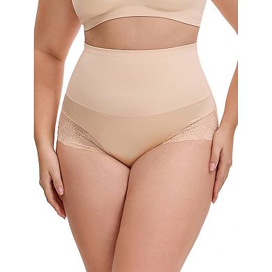 Women's Plus Size Lace Trimmed Briefs Underwear Tummy Control High Waisted Full Coverage Panties
