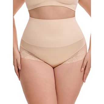 Women's Plus Size Lace Trimmed Briefs Underwear Tummy Control High Waisted Full Coverage Panties
