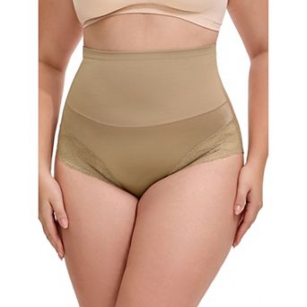Women's Plus Size Lace Trimmed Briefs Underwear Tummy Control High Waisted Full Coverage Panties