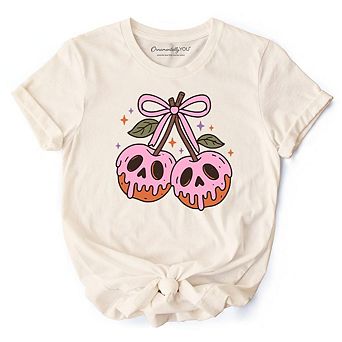 Sweet and Spooky Poison Cherries Halloween T-Shirt, Coquette Skulls Tee