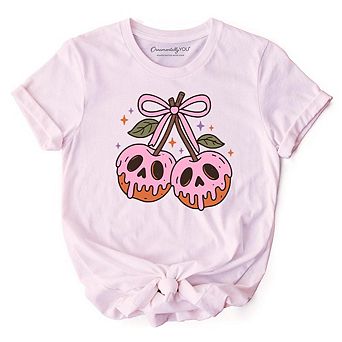 Sweet and Spooky Poison Cherries Halloween T-Shirt, Coquette Skulls Tee