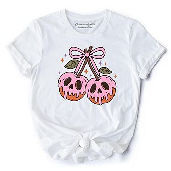 Sweet and Spooky Poison Cherries Halloween T-Shirt, Coquette Skulls Tee