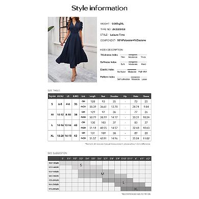 Women's Summer Casual Long Dresses Solid Color V Neck Short Sleeve Dress