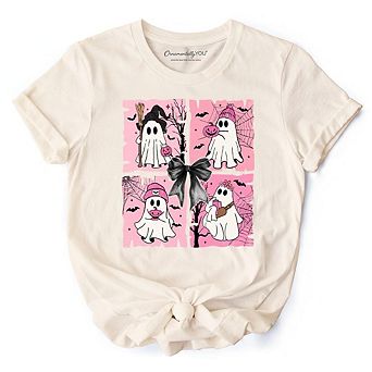 Pink Halloween Ghost T-Shirt, Coquette Spooky Season Tee for Girly Aesthetic