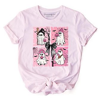 Pink Halloween Ghost T-Shirt, Coquette Spooky Season Tee for Girly Aesthetic