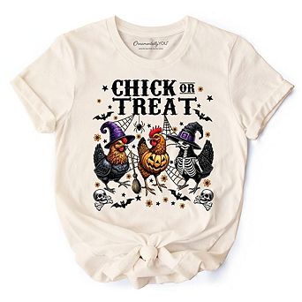Chick or Treat Chicken T-Shirt, Funny Farmhouse Halloween Tee