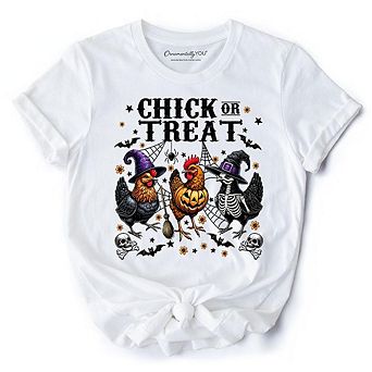 Chick or Treat Chicken T-Shirt, Funny Farmhouse Halloween Tee