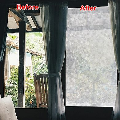 Cobblestones Pattern Window Privacy Film, Self-adhesive Glass Window Sticker, 78.74"L x 17.72"W
