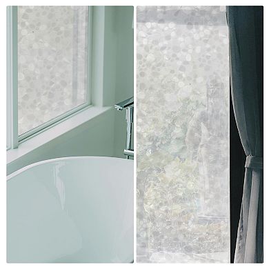 Cobblestones Pattern Window Privacy Film, Self-adhesive Glass Window Sticker, 78.74"L x 17.72"W