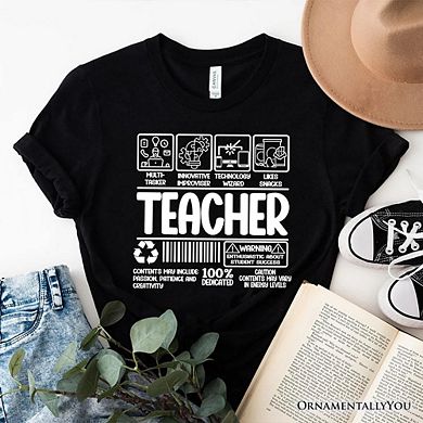 Teacher Label T-Shirt, Funny Barcode Tee for Dedicated Educators