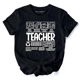 Teacher Label T-Shirt, Funny Barcode Tee for Dedicated Educators