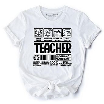 Teacher Label T-Shirt, Funny Barcode Tee for Dedicated Educators