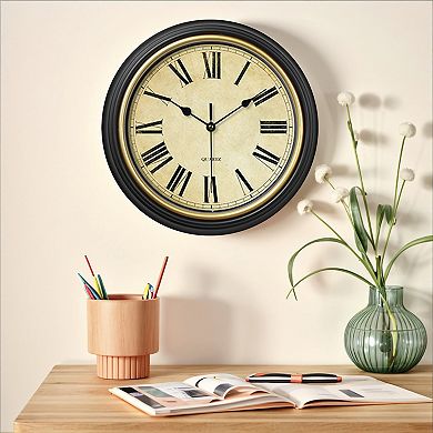 Wall Clock, Silent Non Ticking Battery Operated Roman Digital Clocks for Office, Home, Bathroom, 12"