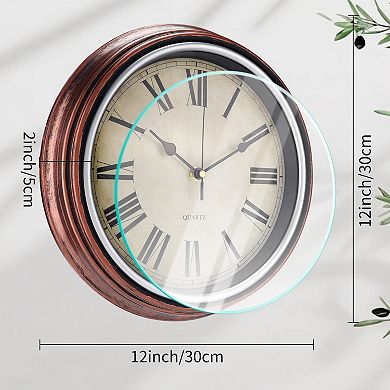 Wall Clock, Silent Non Ticking Battery Operated Roman Digital Clocks for Office, Home, Bathroom, 12"