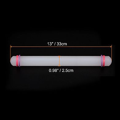 Fondant Rolling Pin 13 Inch x 0.98 Inch Adjustable Guide Rings Non-Stick PP Plastic Fondant Roller