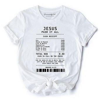Jesus Paid It All Cash Receipt T-Shirt, Christian Tee for Believers