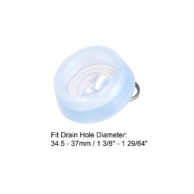 Rubber Sink Plug, Clear Drain Stopper Fit 1-3/8" to 1-29/64" Drain with Hanging Ring for Bathroom