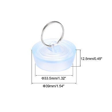 Rubber Sink Plug, Clear Drain Stopper Fit 1-3/8" to 1-29/64" Drain with Hanging Ring for Bathroom