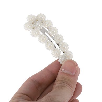 Multiple Styles Heart Faux Pearl Hair Clips for Home 5 Pcs