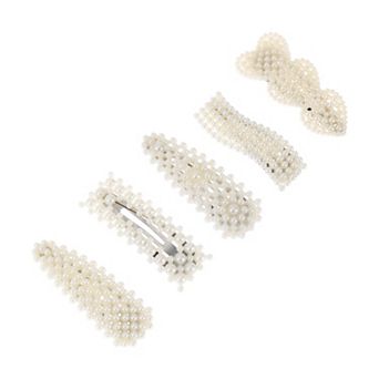 Multiple Styles Heart Faux Pearl Hair Clips for Home 5 pc