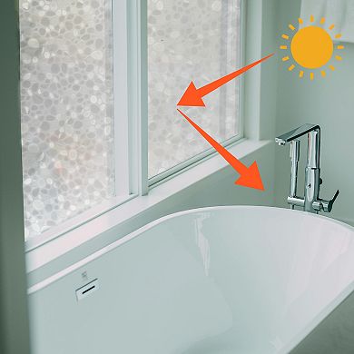 Cobblestones Pattern Window Privacy Film, Self-adhesive Glass Window Sticker, 39.37"L x 17.72"W