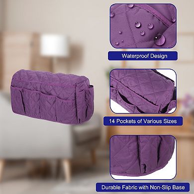 Sofa Armrest Organizer Non-Slip Armchair Caddy Waterproof Couch Holder Organizers with 14 Pockets