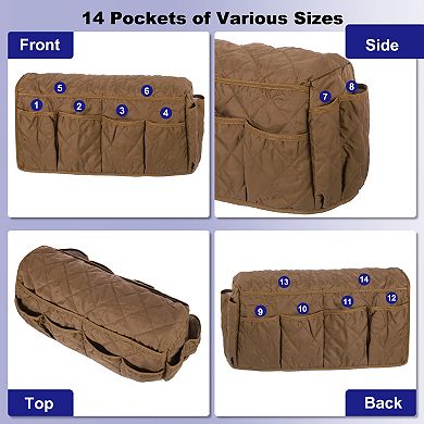 Sofa Armrest Organizer Non-Slip Armchair Caddy Waterproof Couch Holder Organizers with 14 Pockets
