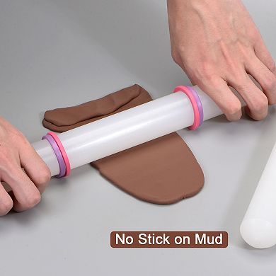 Fondant Rolling Pin 20 Inch x 1.38 Inch Adjustable Guide Rings Non-Stick PP Plastic Fondant Roller