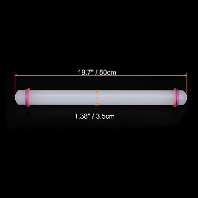 Fondant Rolling Pin 20 Inch x 1.38 Inch Adjustable Guide Rings Non-Stick PP Plastic Fondant Roller