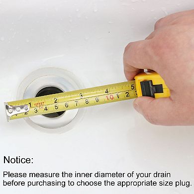 Rubber Sink Plug, Clear Drain Stopper Fit 1-11/32" to 1-27/64" Drain with Hanging Ring for Bathroom