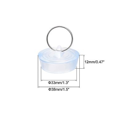 Rubber Sink Plug, Clear Drain Stopper Fit 1-11/32" to 1-27/64" Drain with Hanging Ring for Bathroom