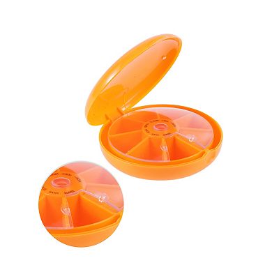 Lightweight 7 Grids Circular Single-Layer Pill Case for Travel 1 Pc