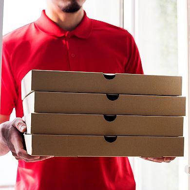 Pizza Box, 25pcs 10x10 Inches - Cowhide Paper Mini Pizza Boxes, Square Corrugated Storage Container