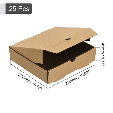Pizza Box, 25pcs 10x10 Inches - Cowhide Paper Mini Pizza Boxes, Square Corrugated Storage Container