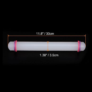 Fondant Rolling Pin 12 Inch x 1.38 Inch Adjustable Guide Rings Non-Stick PP Plastic Fondant Roller