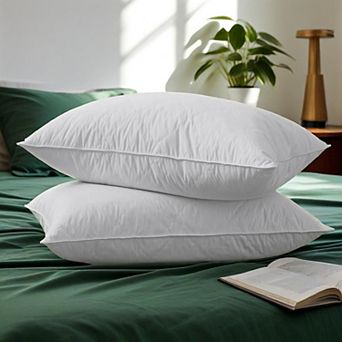 Unikome 2-Pack Goose Feather Pillows Quilted Stitch with Ultra Soft Peach Skin Cover