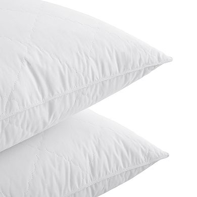 Unikome 2-Pack Goose Feather Pillows Quilted Stitch with Ultra Soft Peach Skin Cover