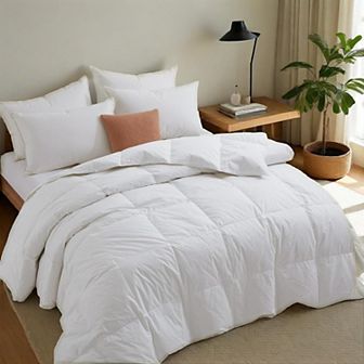 Unikome 300TC Cotton Cover All-Season Goose Feather Fiber Comforter, Hotel Collection Comfort